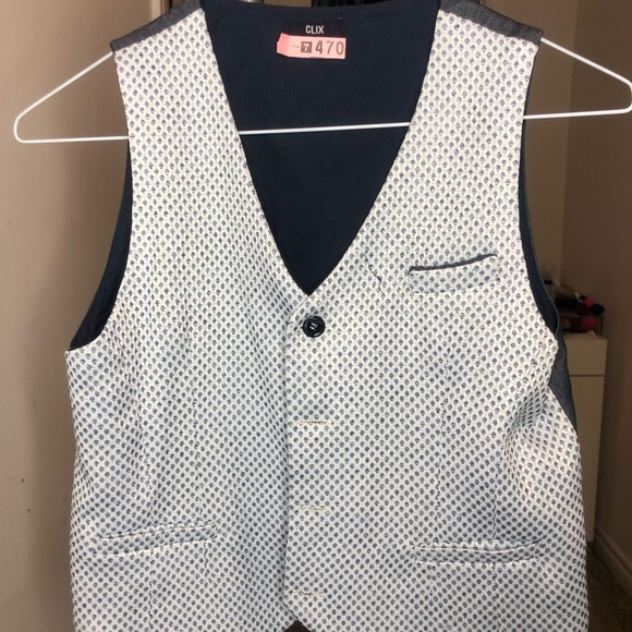 3PC BOYS LINEN SET WHITE & BLUE - Picture 4 of 10